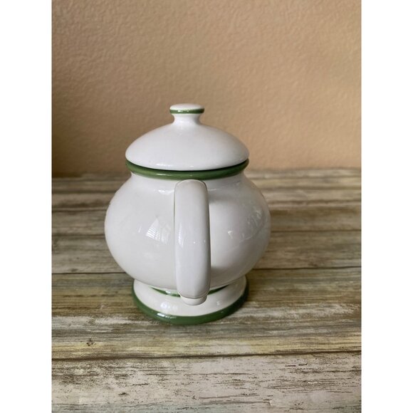 Radko Traditions Christmas Tree Sugar Bowl w/ Lid Green Trim 2000s - Picture 4 of 12